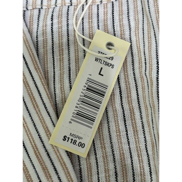 Max Studio Womens Jacket Sz Large White Striped Linen 1 Button Blazer NWT $118 - Picture 5 of 7